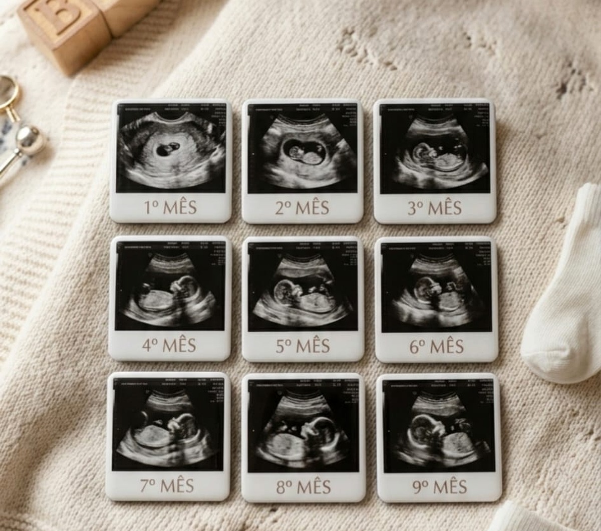 Kit de souvenirs naissance avec photos mensuelles