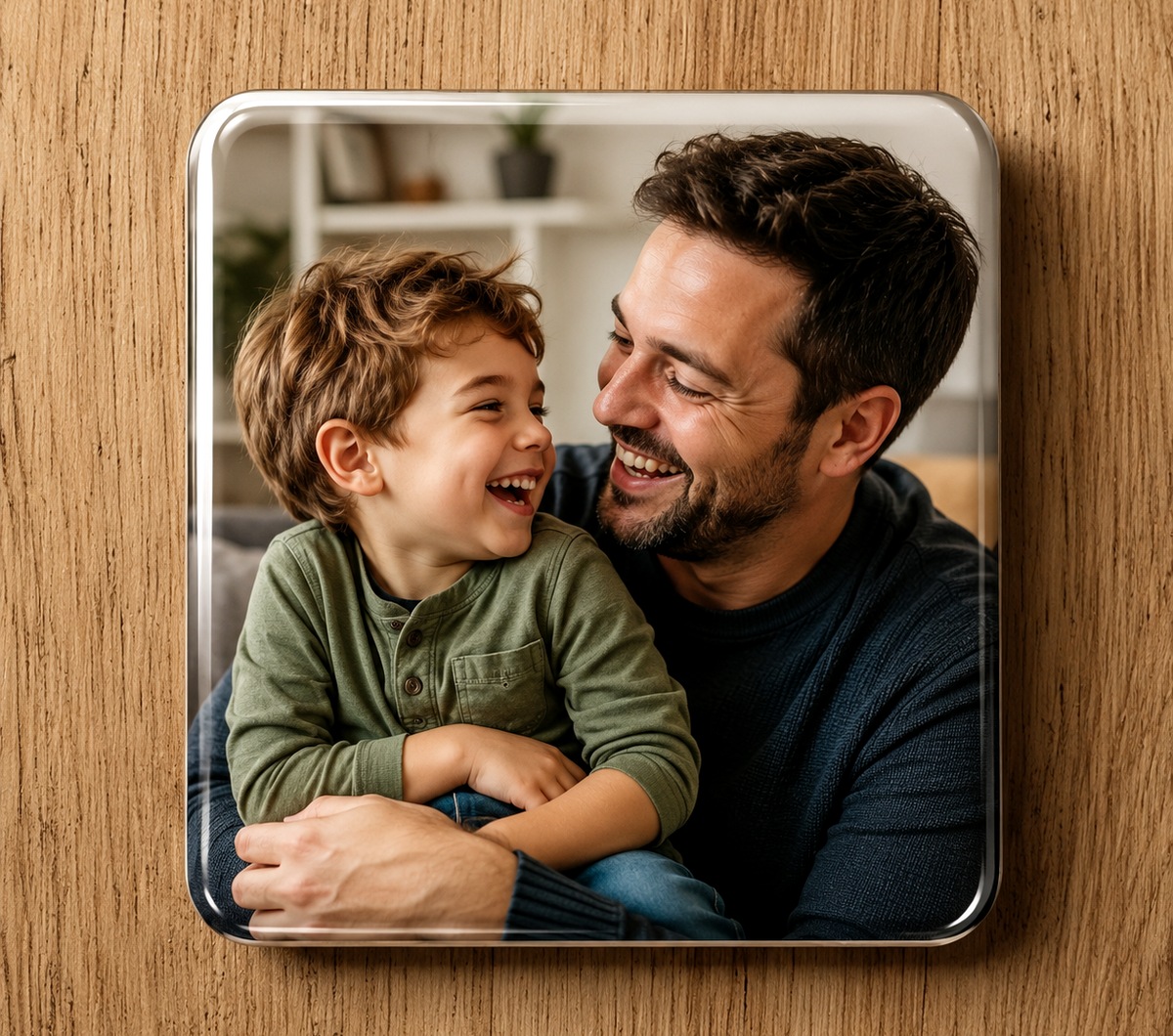 Badge photo personnalisé père et enfant